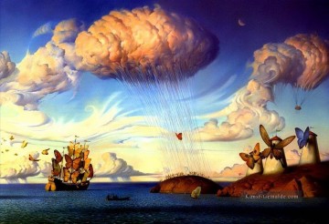 Surrealismus Werke - moderne zeitgenössische 21 Surrealismus Schmetterlinge Schiff Windmühle